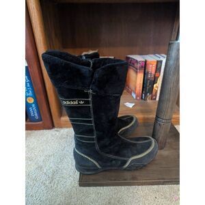 Vintage Adidas Torsion Women's Size 8.5 Black Faux Fur Mid Calf Boots
